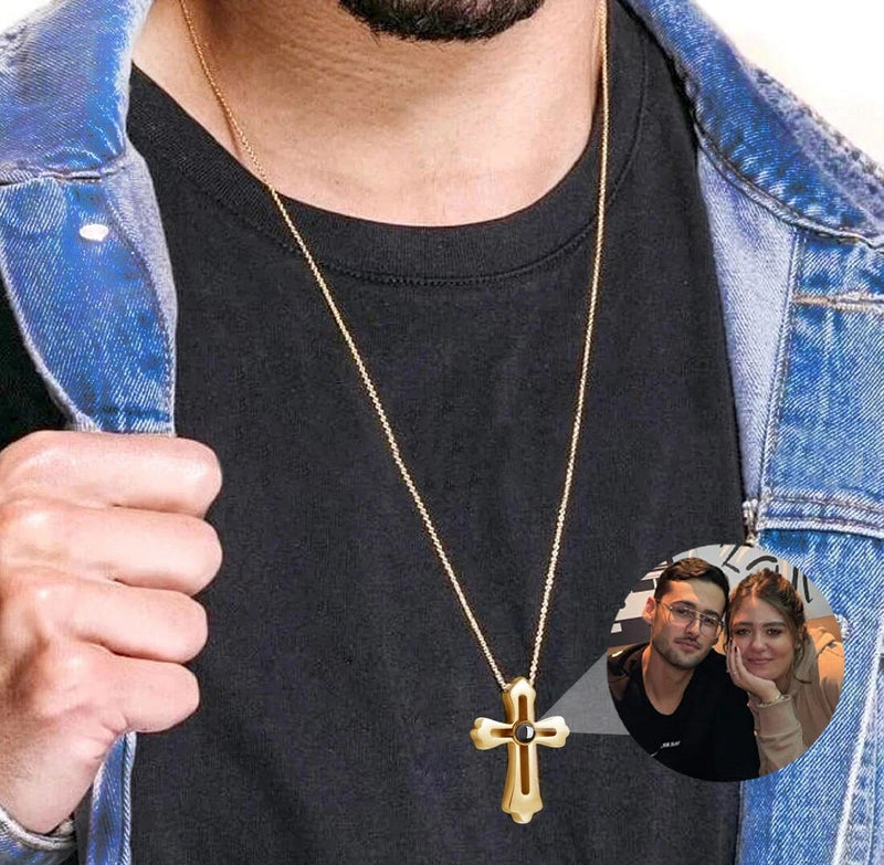 Collar Con Foto Personalizada Cruz Infinita