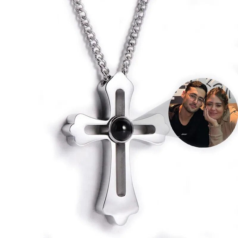 Collar Con Foto Personalizada Cruz Infinita