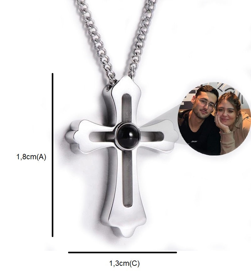 Collar Con Foto Personalizada Cruz Infinita