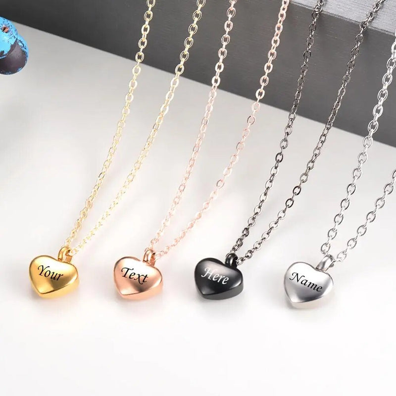 Colar Pingente Urna Para Cinzas Pet Personalizado Mini Coração